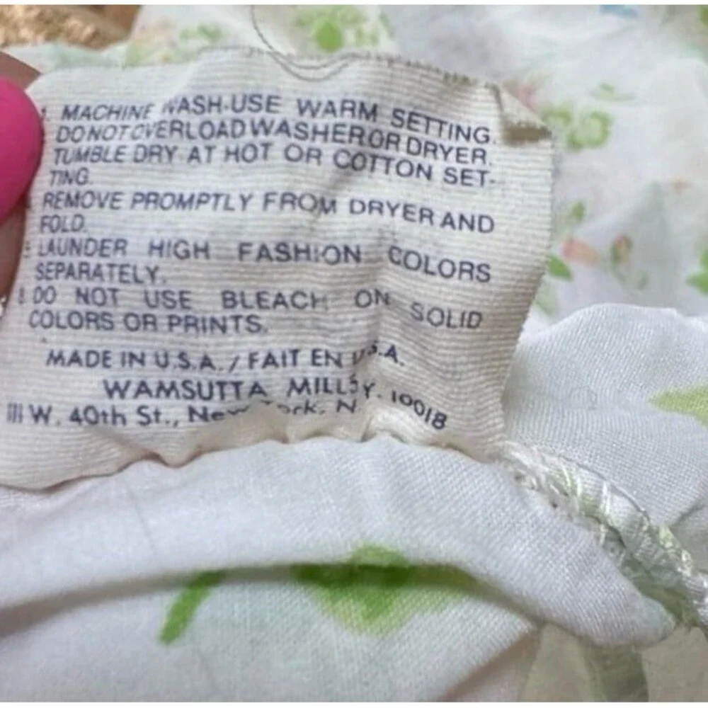 VTG 80s Ultracale Wamsutta Floral Garden Queen Flat Fitted Sheet Country Flowers